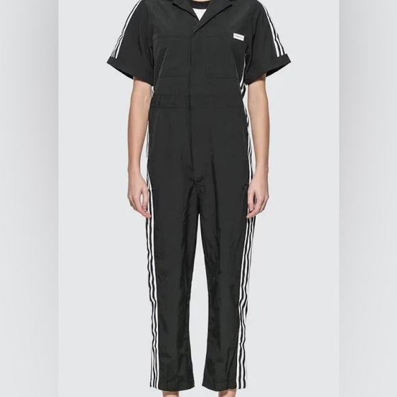 Adidas Loves Fiorucci Black Jumpsuit with White Stripes - Picture 2 of 9